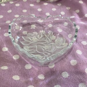Glass Heart Shaped Jewelry Box Candy Dish Ring Earring Trinket Storage